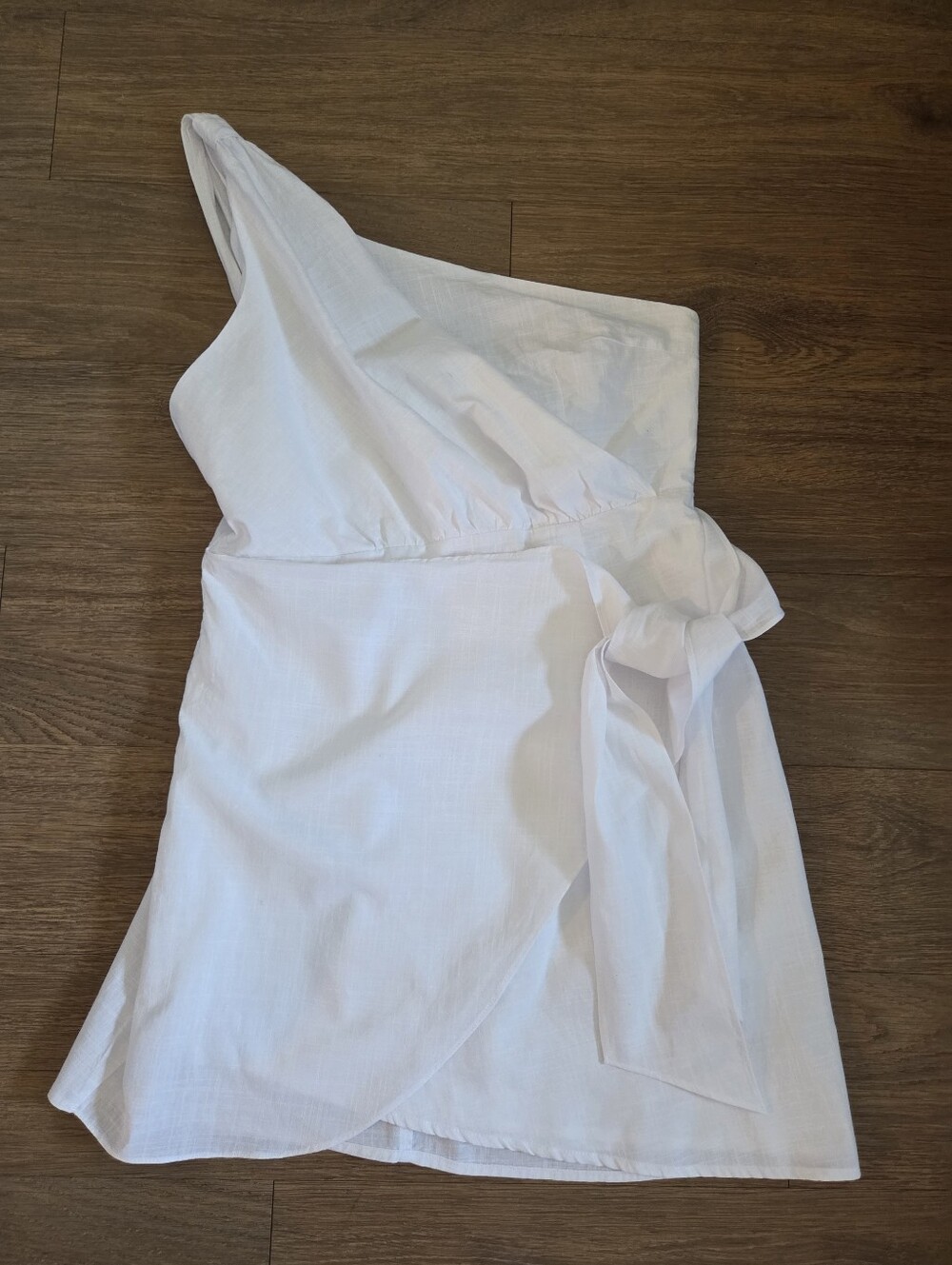 Lillusory White One-Shoulder Wrap Dress